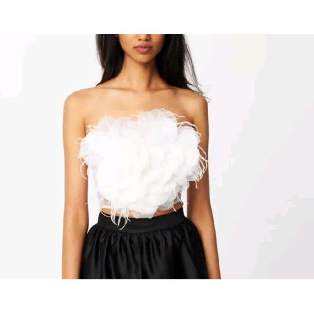 NWT Par‎ Violet Top Size Medium Tribute Bustier White Zip Back Designer